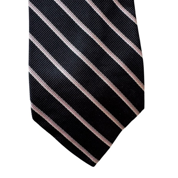 Vintage Black Pink and White Striped Tie Classic Accessory Tie - Picture 1 of 8